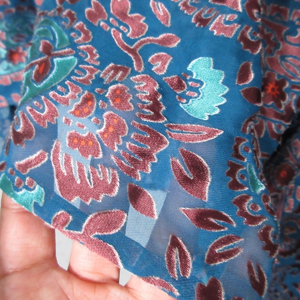 Anthropologie Floreat Top Small Valo Velvet Silk Burnout Romantic Coquette Flowy - Picture 3 of 9